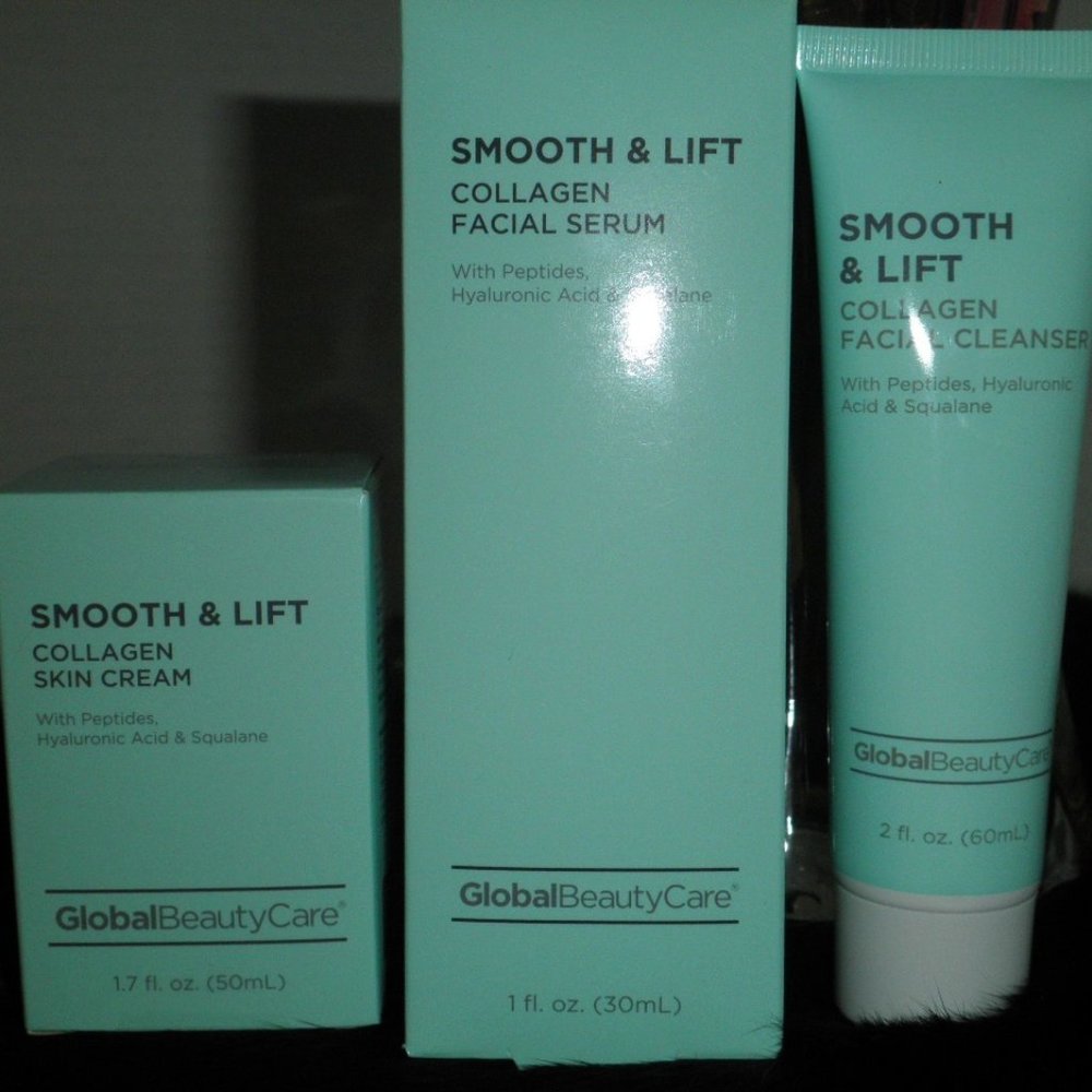 Smooth and Lift Collagen Set. Cleanser, Facial Serum, Skin Moisturizer Cream NWT